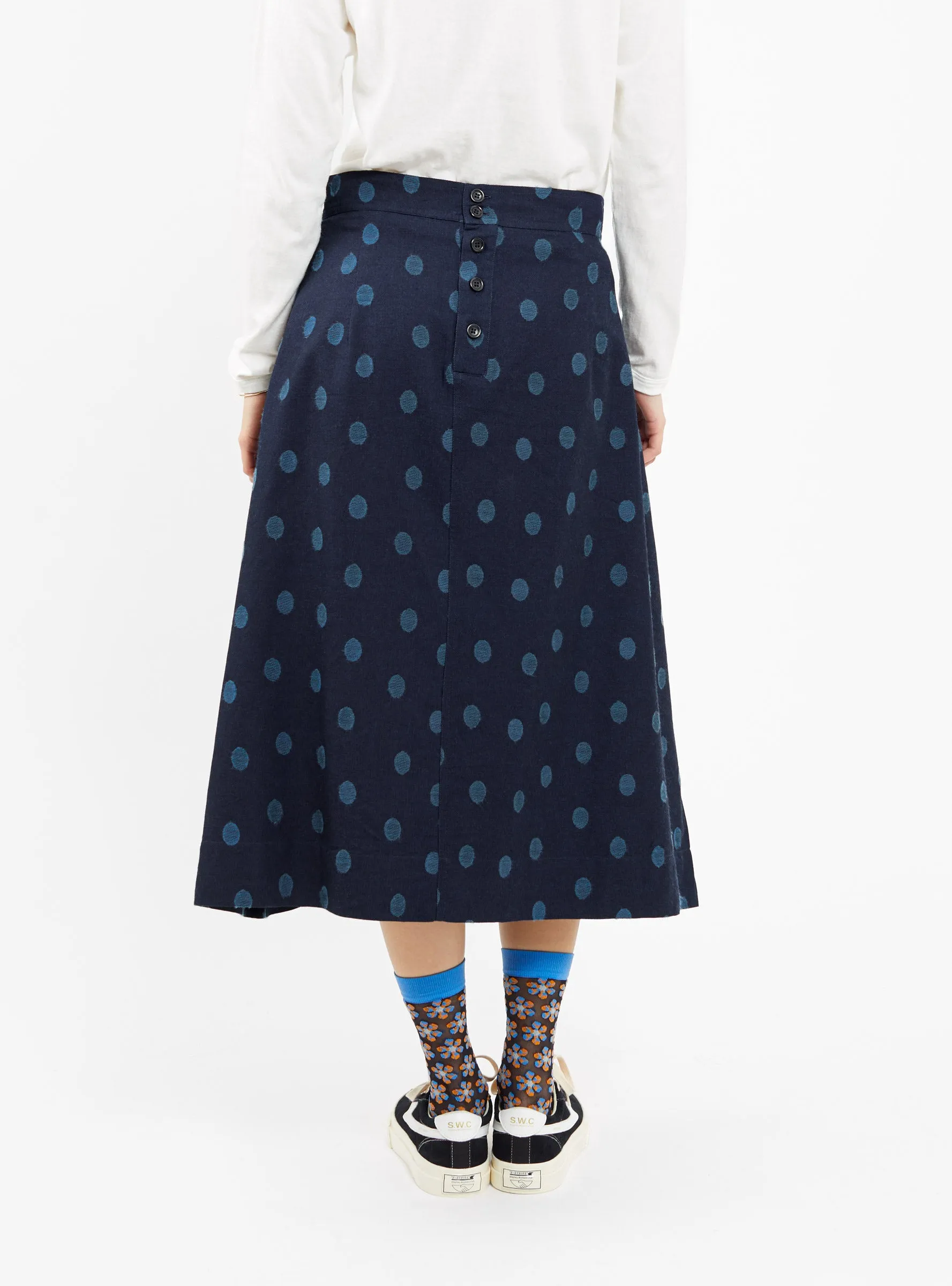 George Skirt Indigo Polka Dot