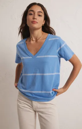 Girlfriend Twin Stripe V-Neck