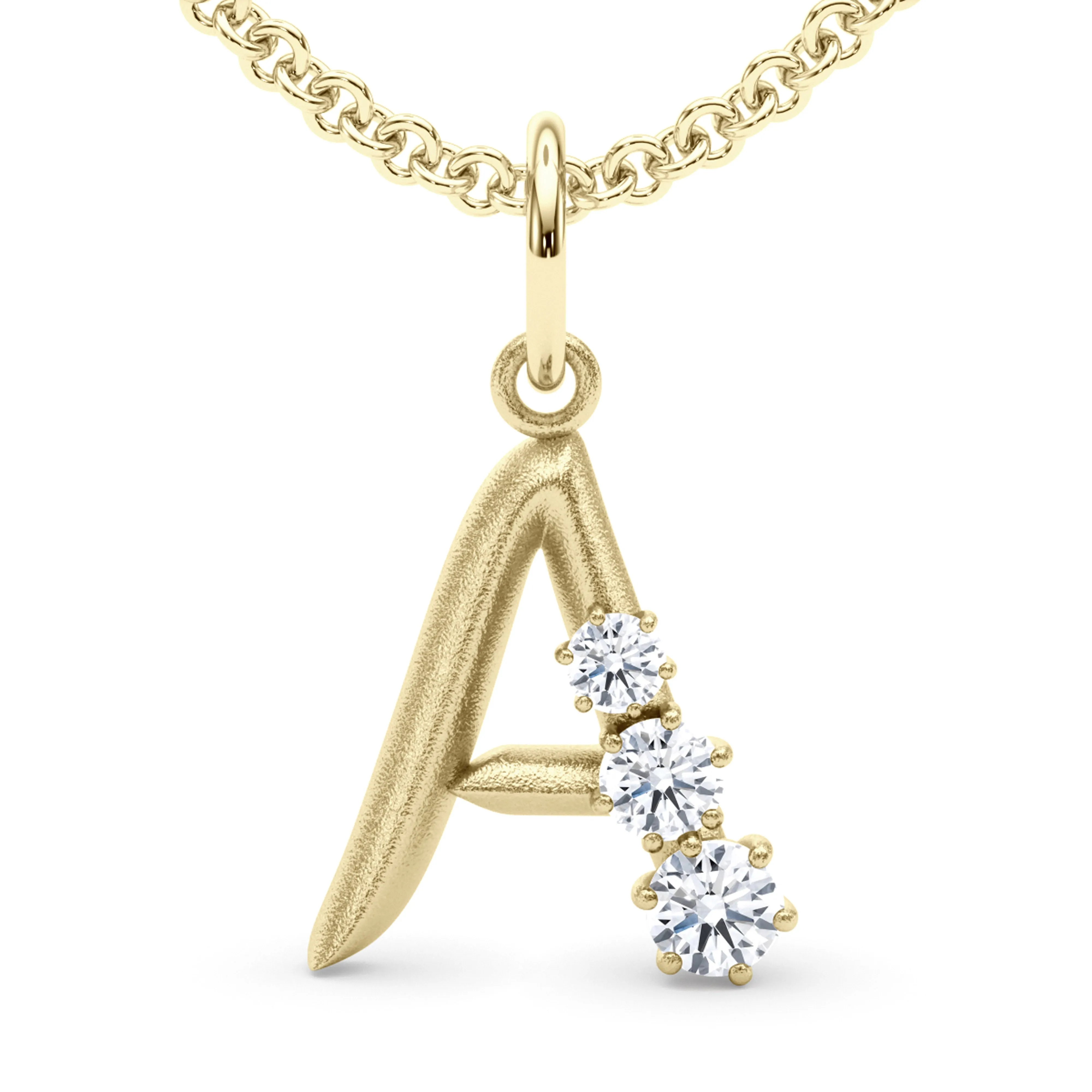 Graduated Diamond Initial Pendant Letter A