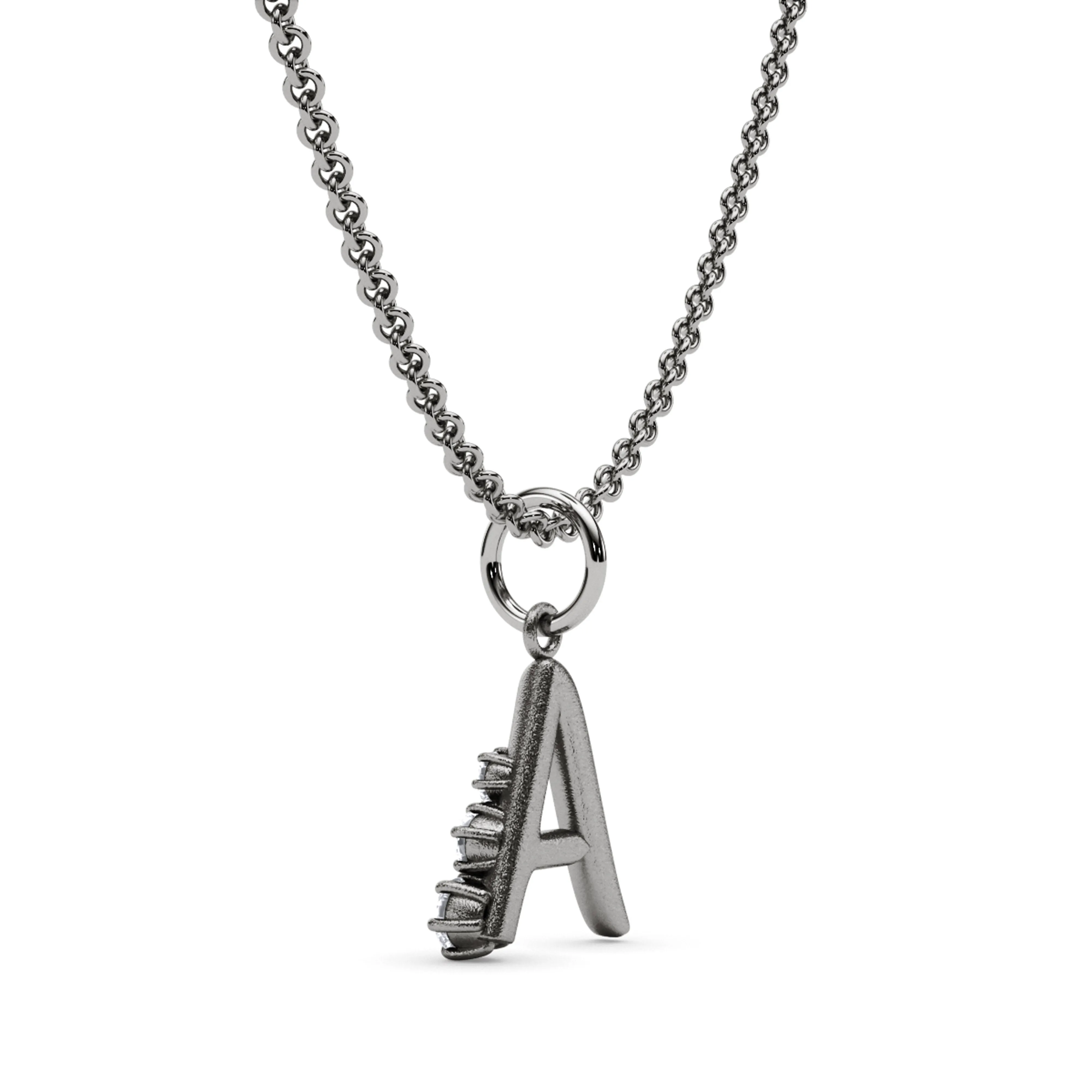 Graduated Diamond Initial Pendant Letter A