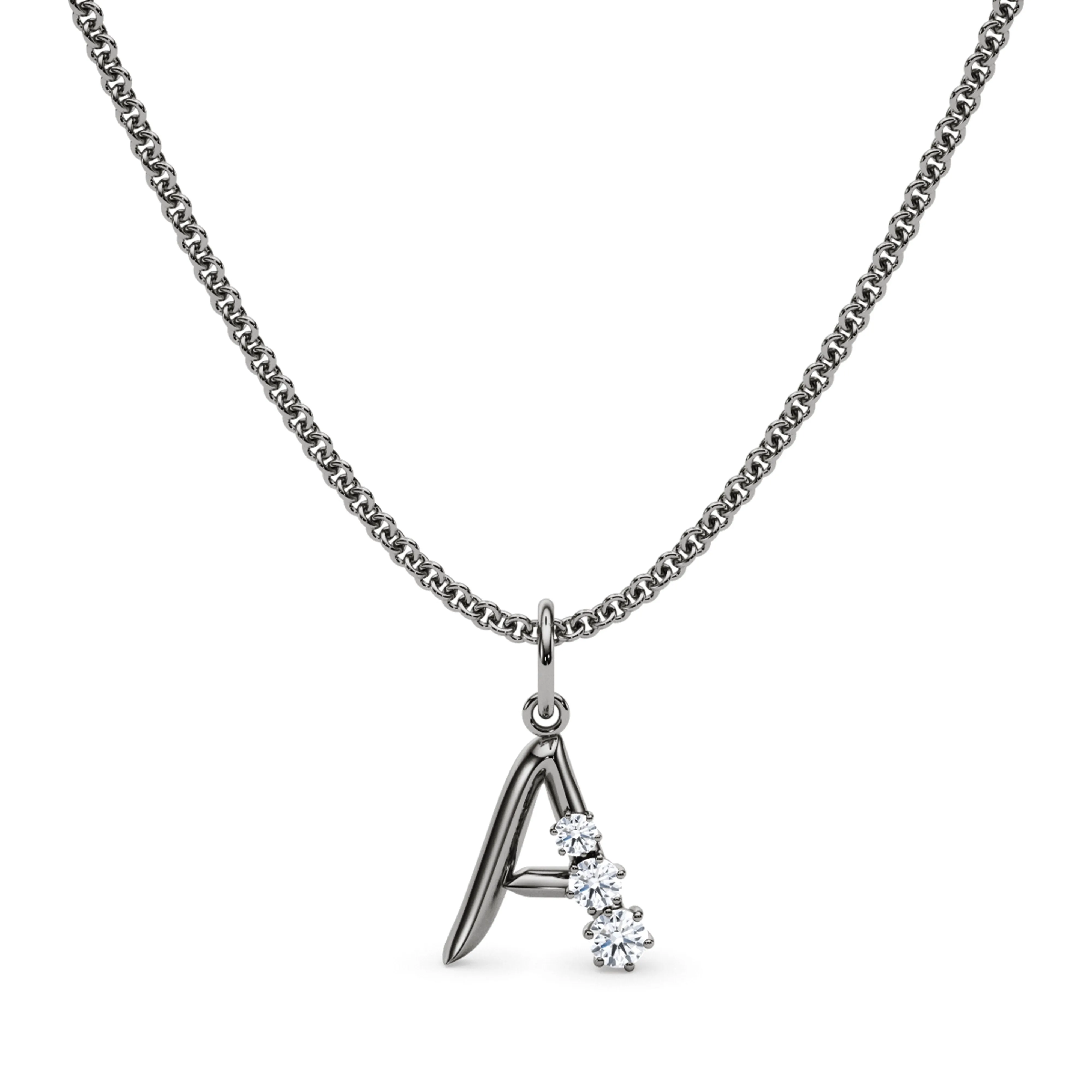 Graduated Diamond Initial Pendant Letter A