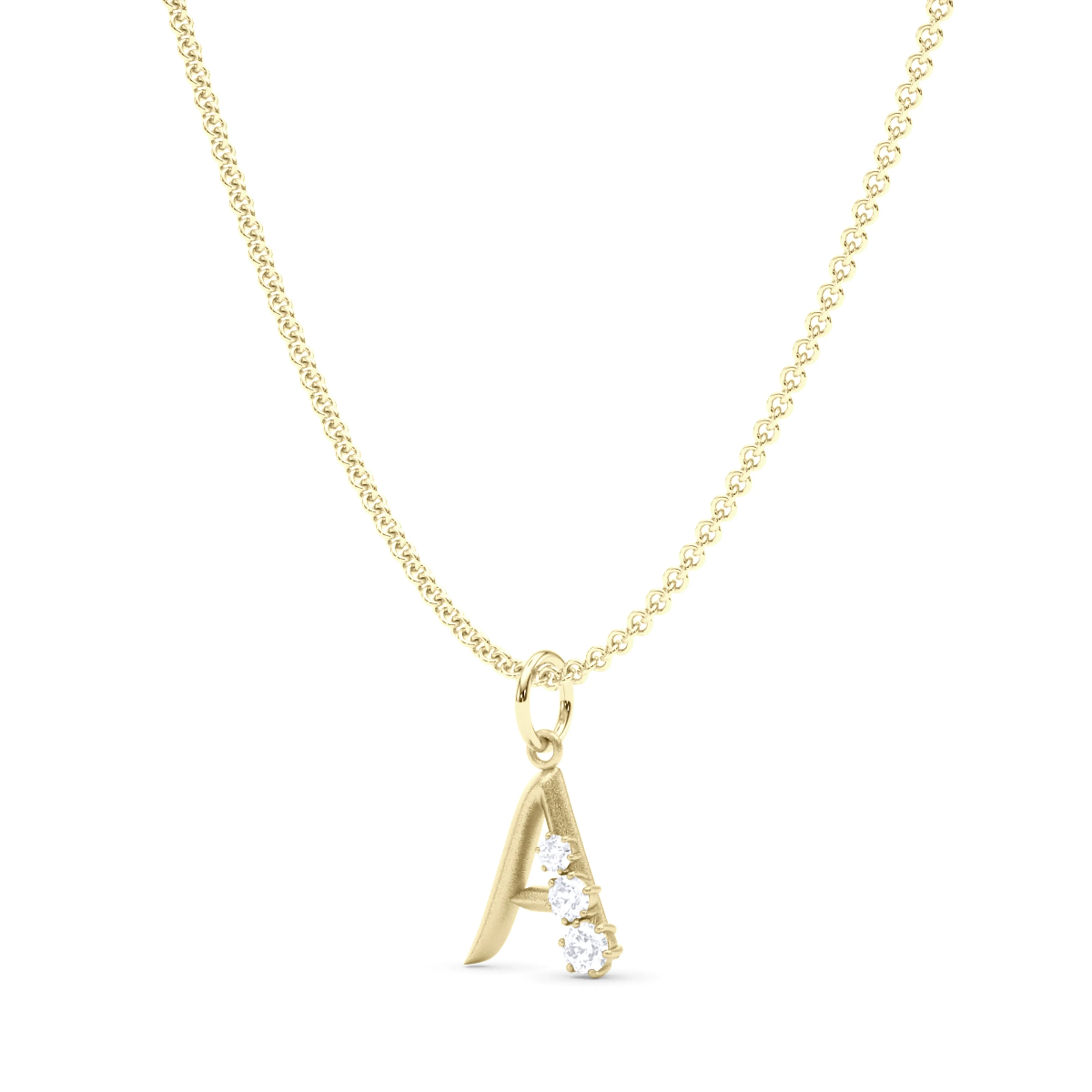 Graduated Diamond Initial Pendant Letter A