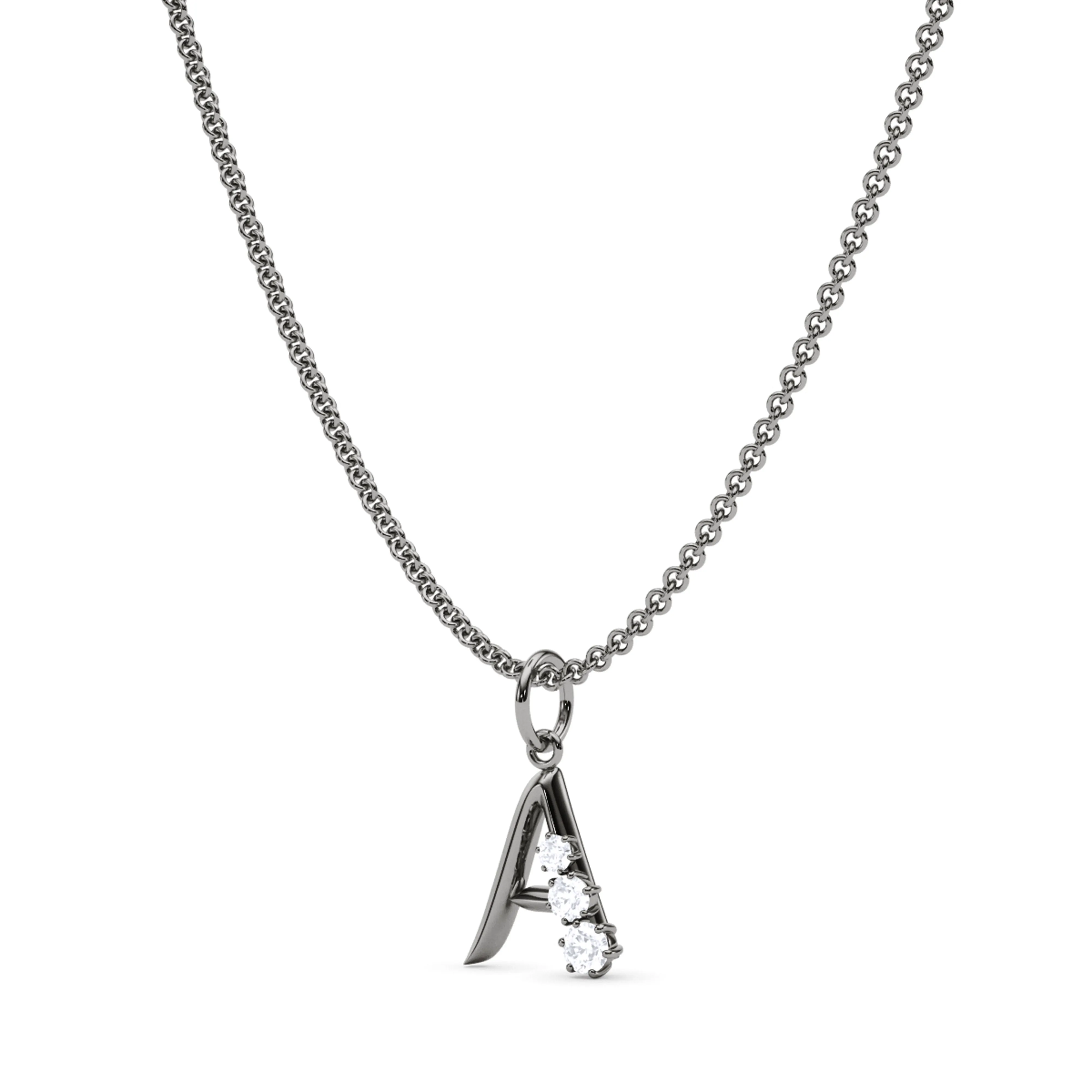 Graduated Diamond Initial Pendant Letter A