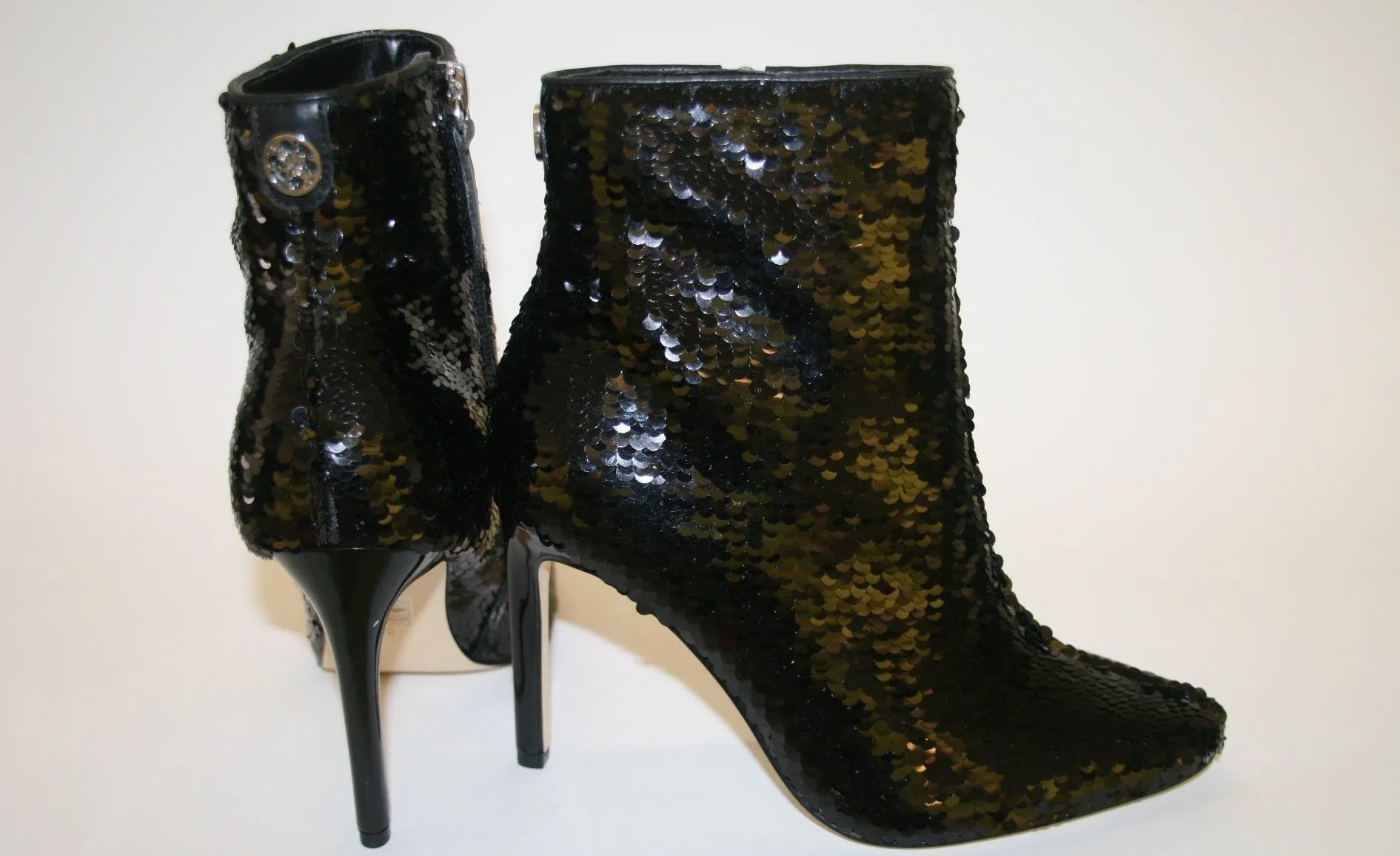 GUESS TRONCHETTO TACCO ALTO 10 CM.  BLACK PAILLETTES  RIF. G33