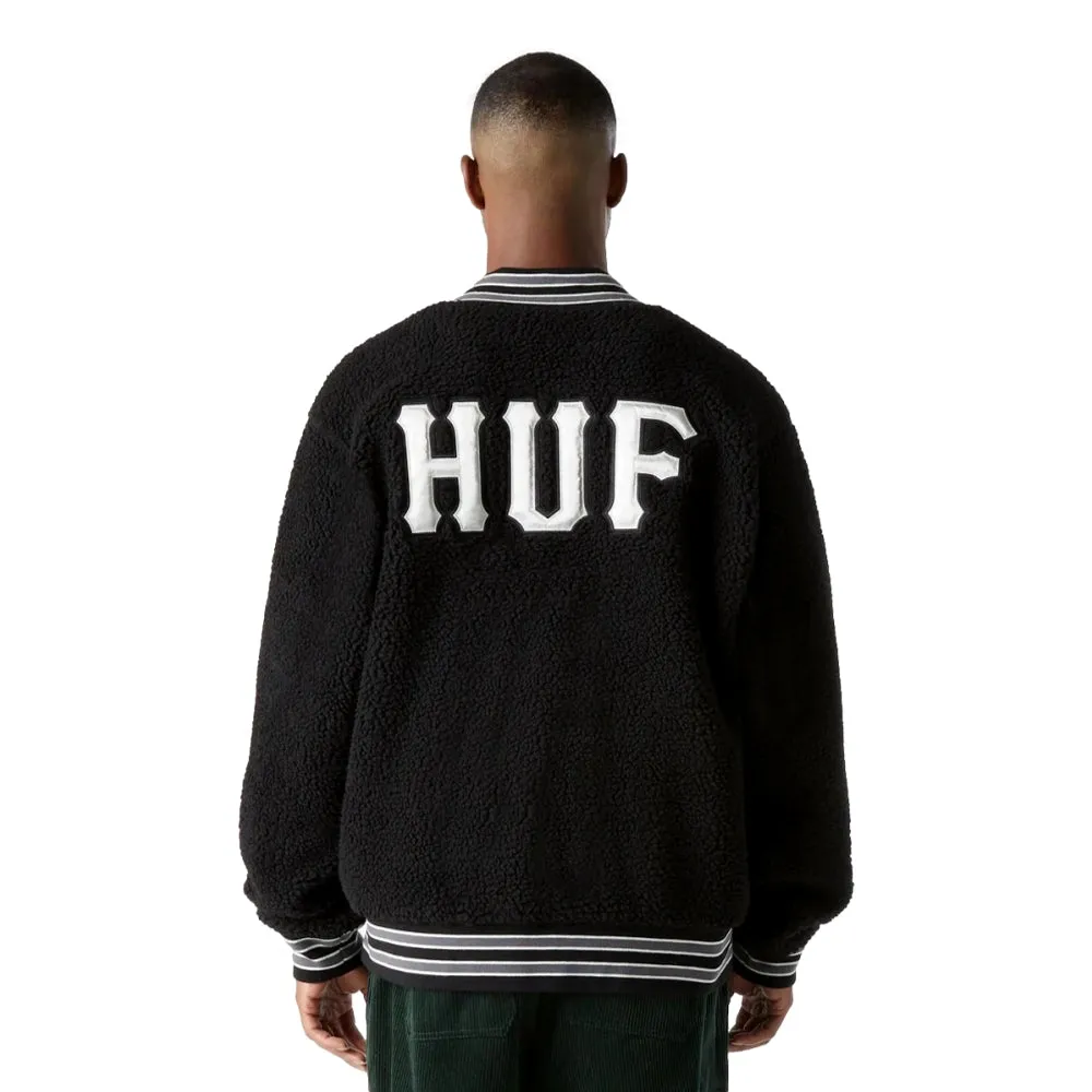 HUF SHERPA VARSITY JACKET-BLACK