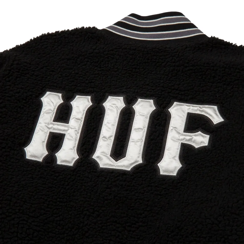 HUF SHERPA VARSITY JACKET-BLACK