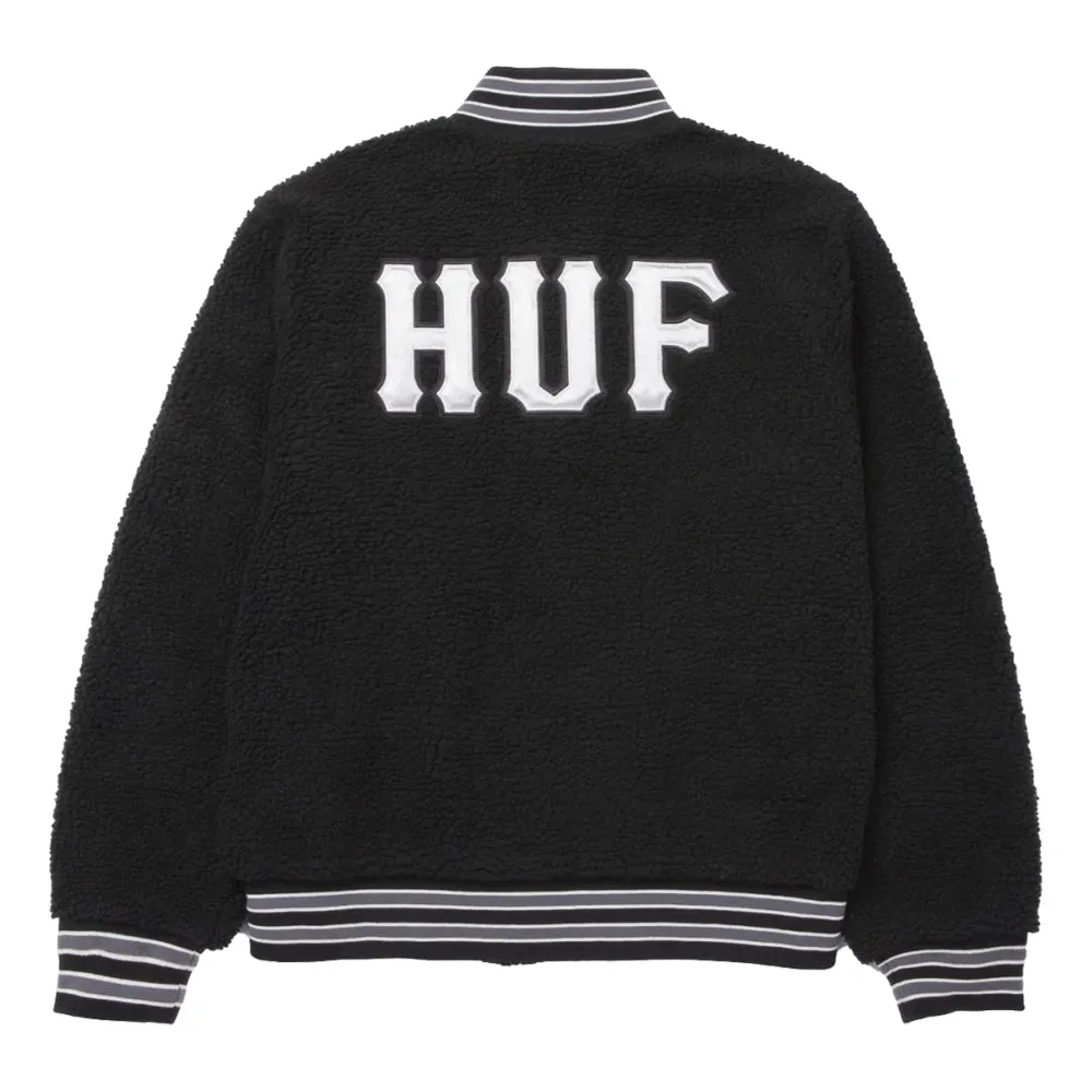 HUF SHERPA VARSITY JACKET-BLACK