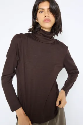 Japanese Wool Jersey Turtleneck in Cacao