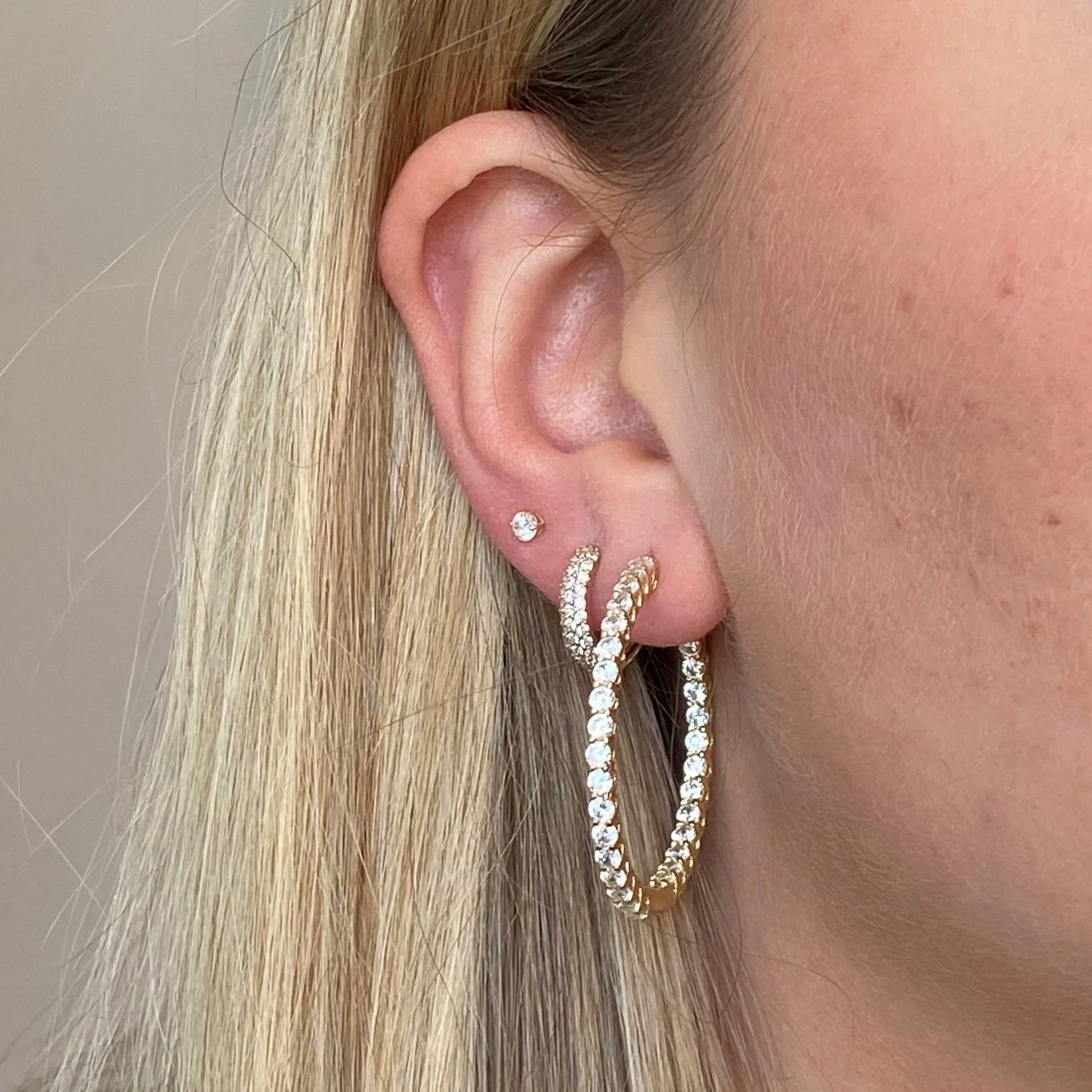 Large CZ Hoops | Sterling Silver