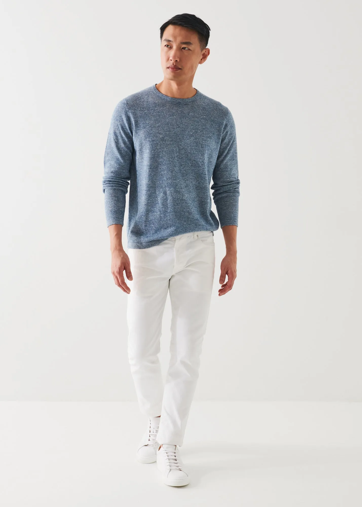 LINEN BLEND CREWNECK SWEATER