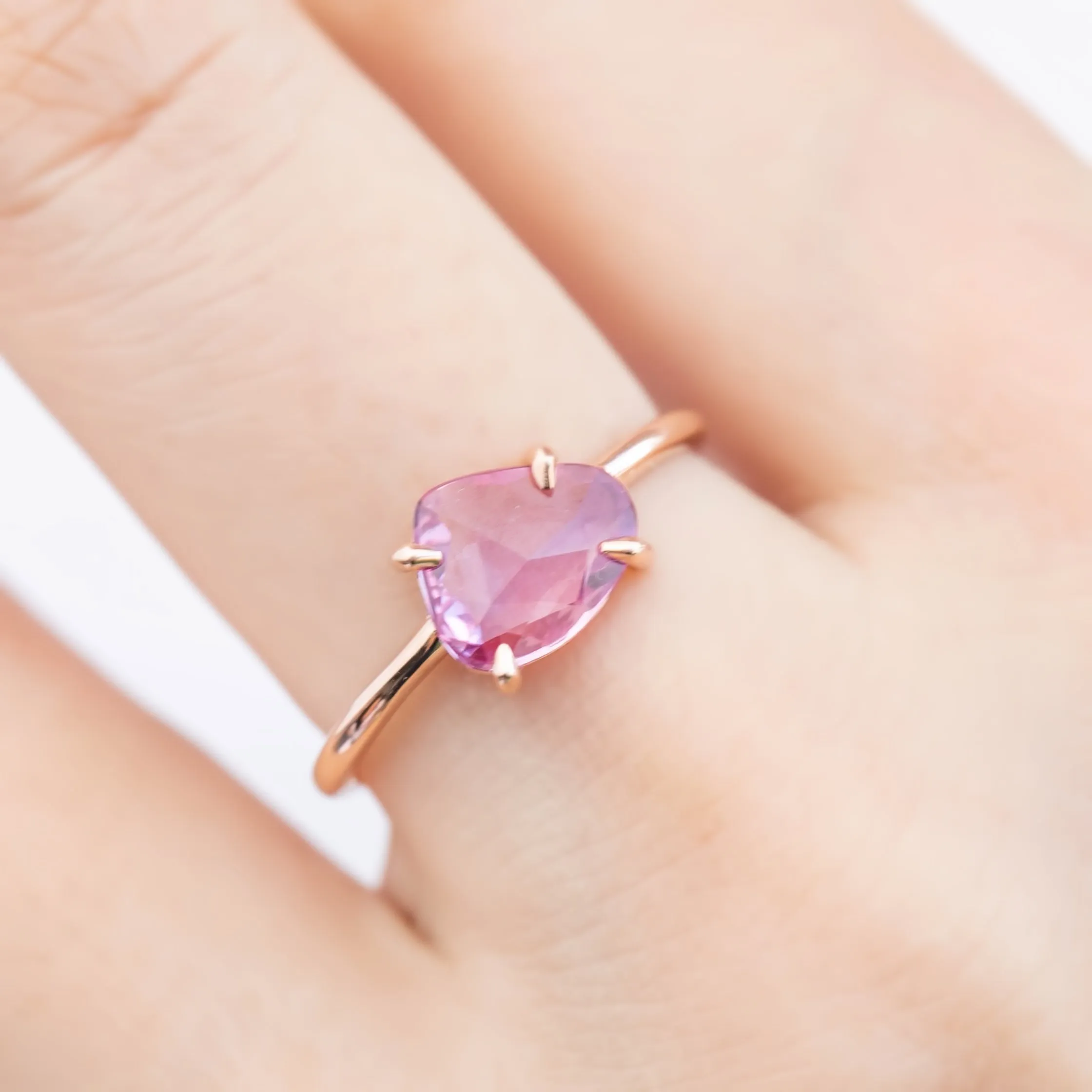 Lisa Ring - 1.43ct Unheated Organic Cut Pink Sapphire, 14k rose gold (One of a kind)