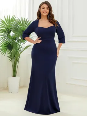 Long Sleeves Fishtail Sweetheart Neck Plus Size Evening Dresses