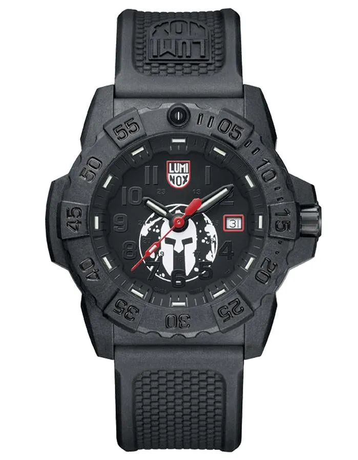 Luminox Mens Navy Seal Trident - Spartan - Blackout - Rubber Strap - 200m - Date