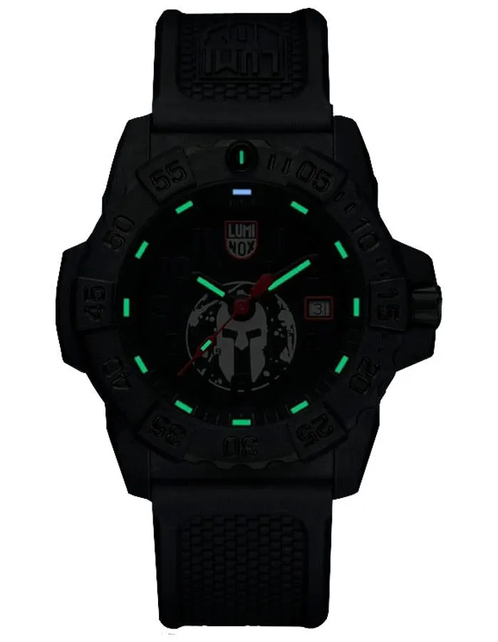 Luminox Mens Navy Seal Trident - Spartan - Blackout - Rubber Strap - 200m - Date