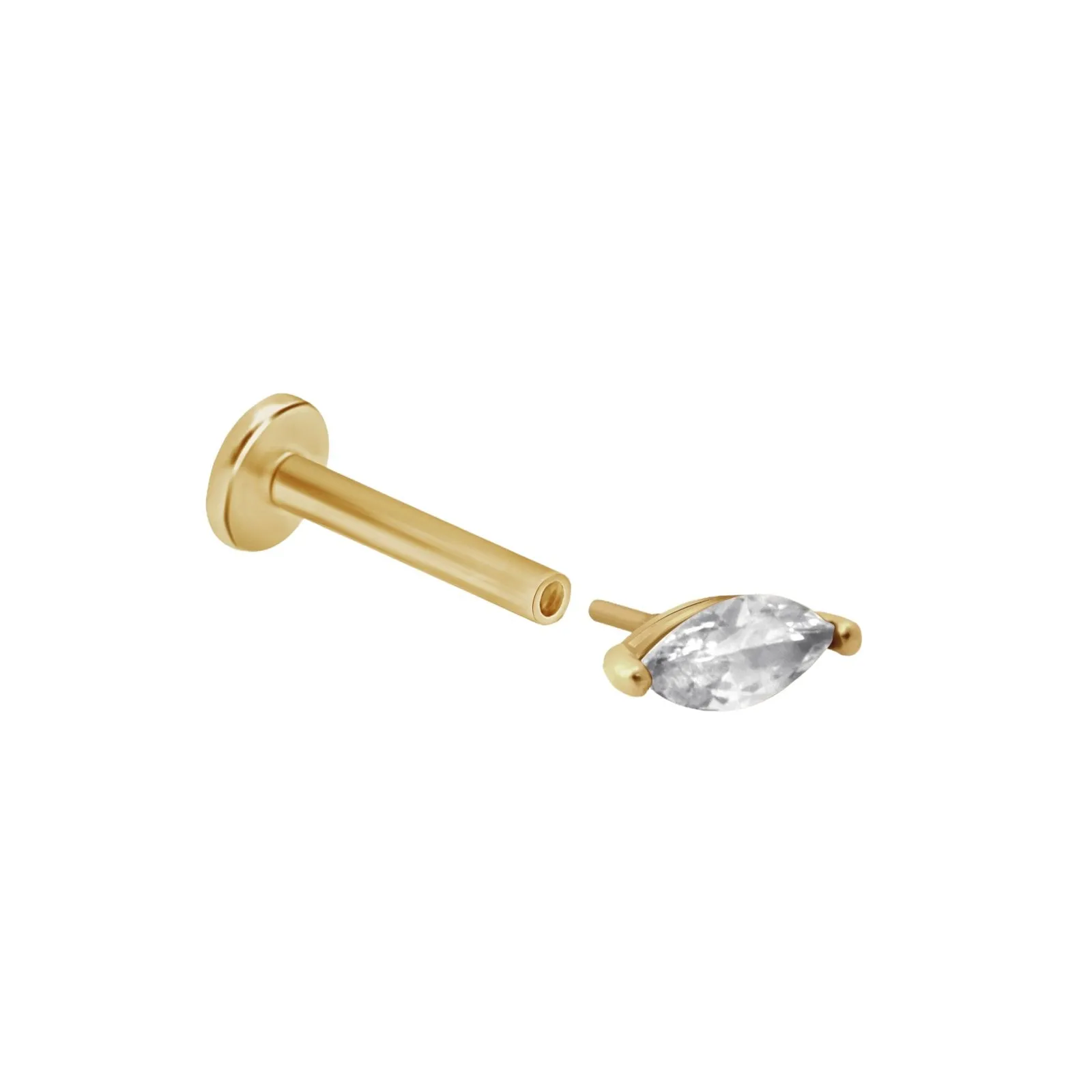 Marquise Cubic Zirconia Flat Back Earring