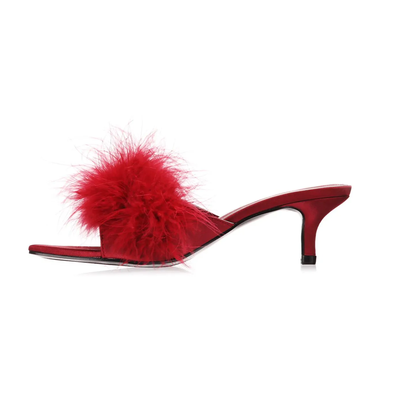 MeMoi Mona Marabou Slippers in Red LOV8500