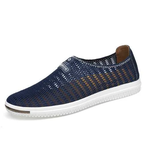 Men Casual Slip On Mesh Loafers Breathable Hollow Outs Flats