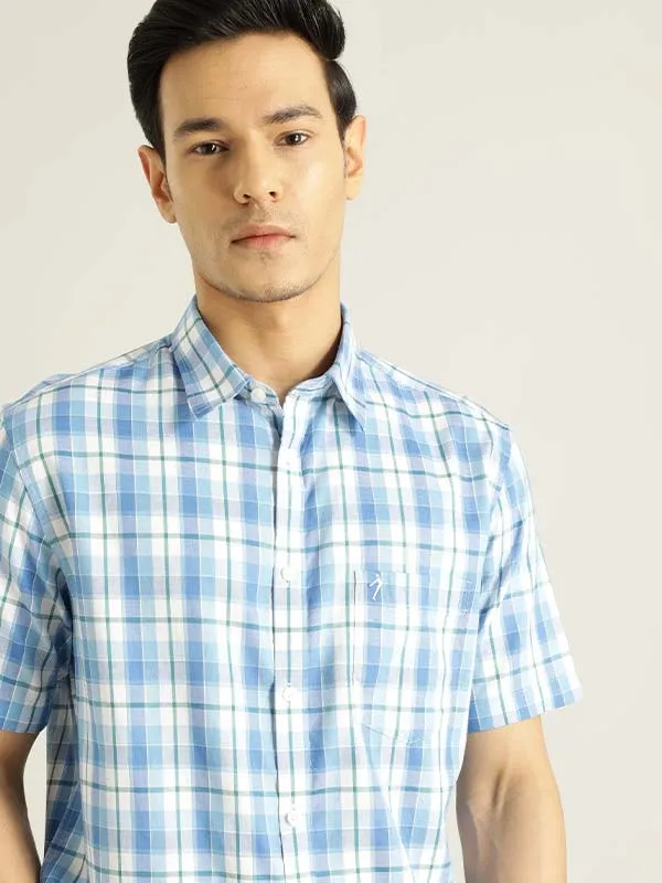 Men Checked Half Sleeve Cotton Blend Shirt