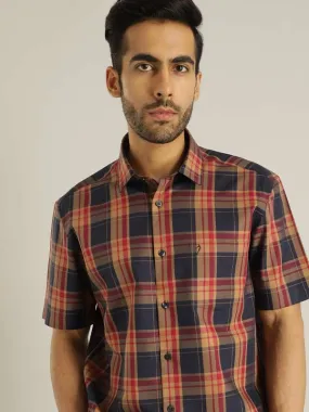 Men Checked Half Sleeve Cotton Shirt