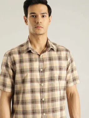 Men Checked Half Sleeve Cotton Shirt