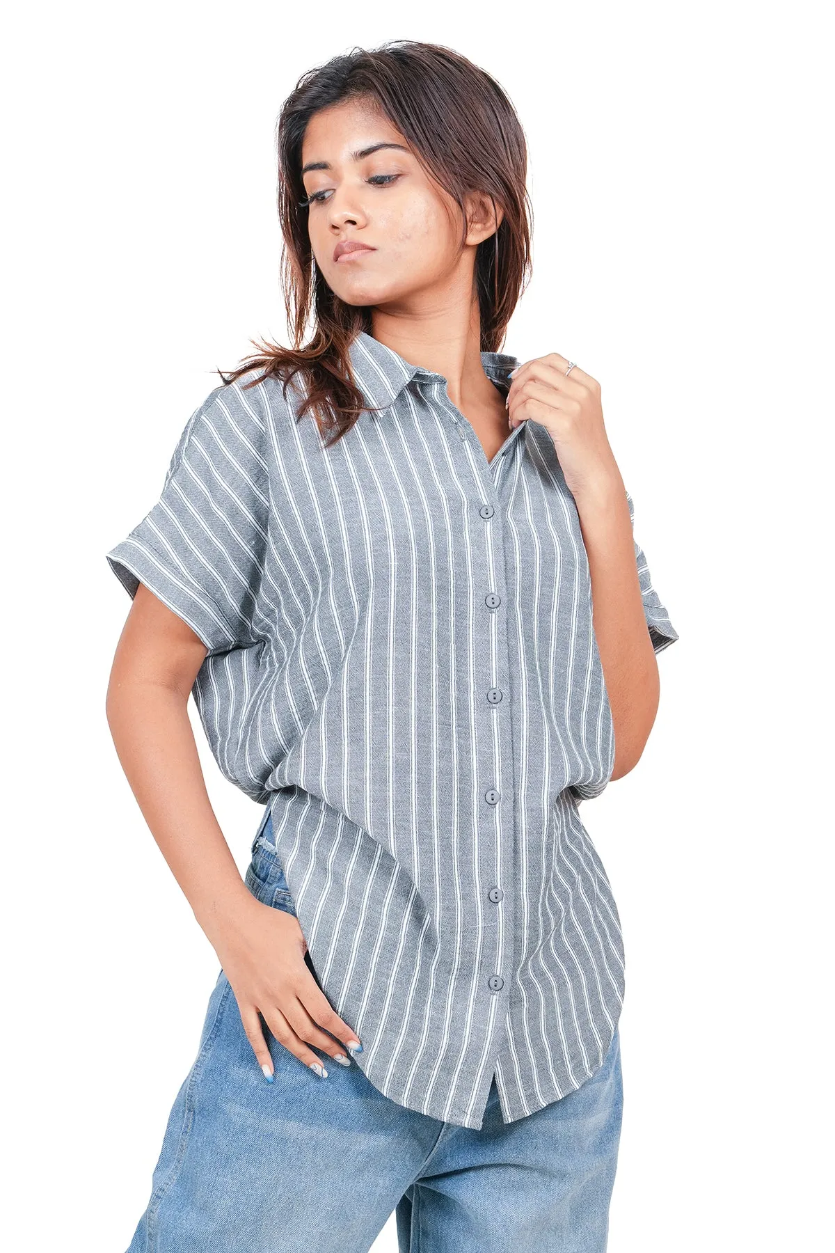 Modano Women's Short Sleeve Stripe Casual Top