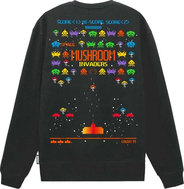 Mushroom Crewneck sweatshirt in cotton with print 22FWMU21008-01 black