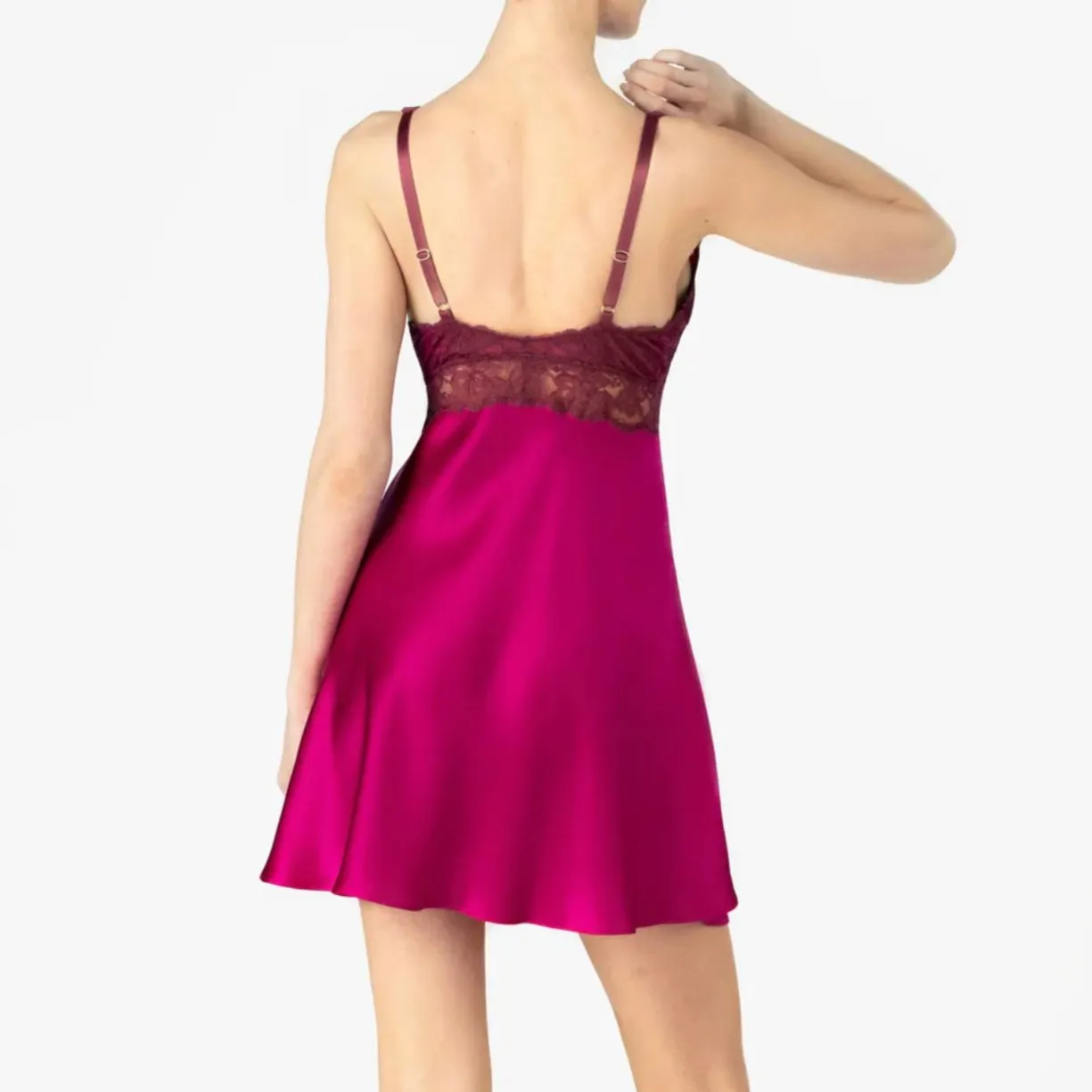 NK iMode Morgan Iconic Bust-Support Silk Chemise in Pink Ruby 5974-M200