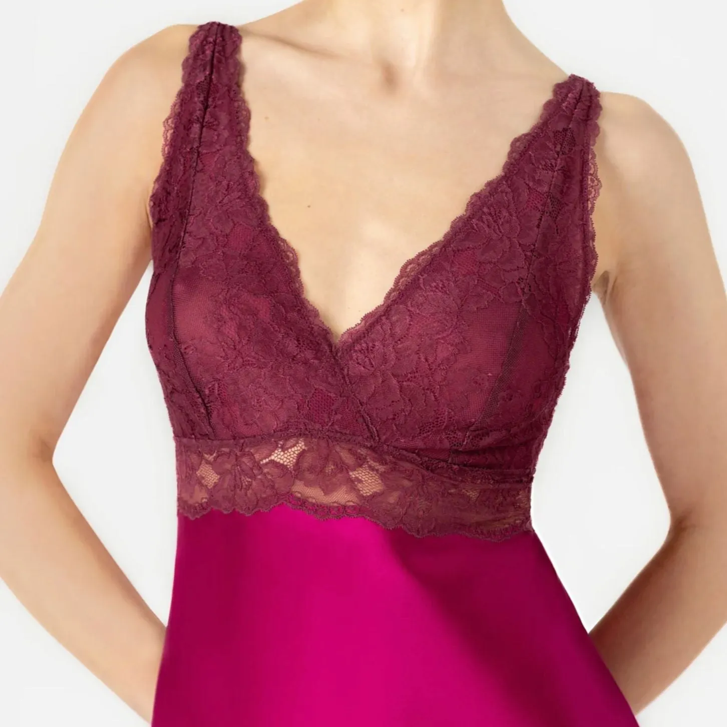 NK iMode Morgan Iconic Bust-Support Silk Chemise in Pink Ruby 5974-M200