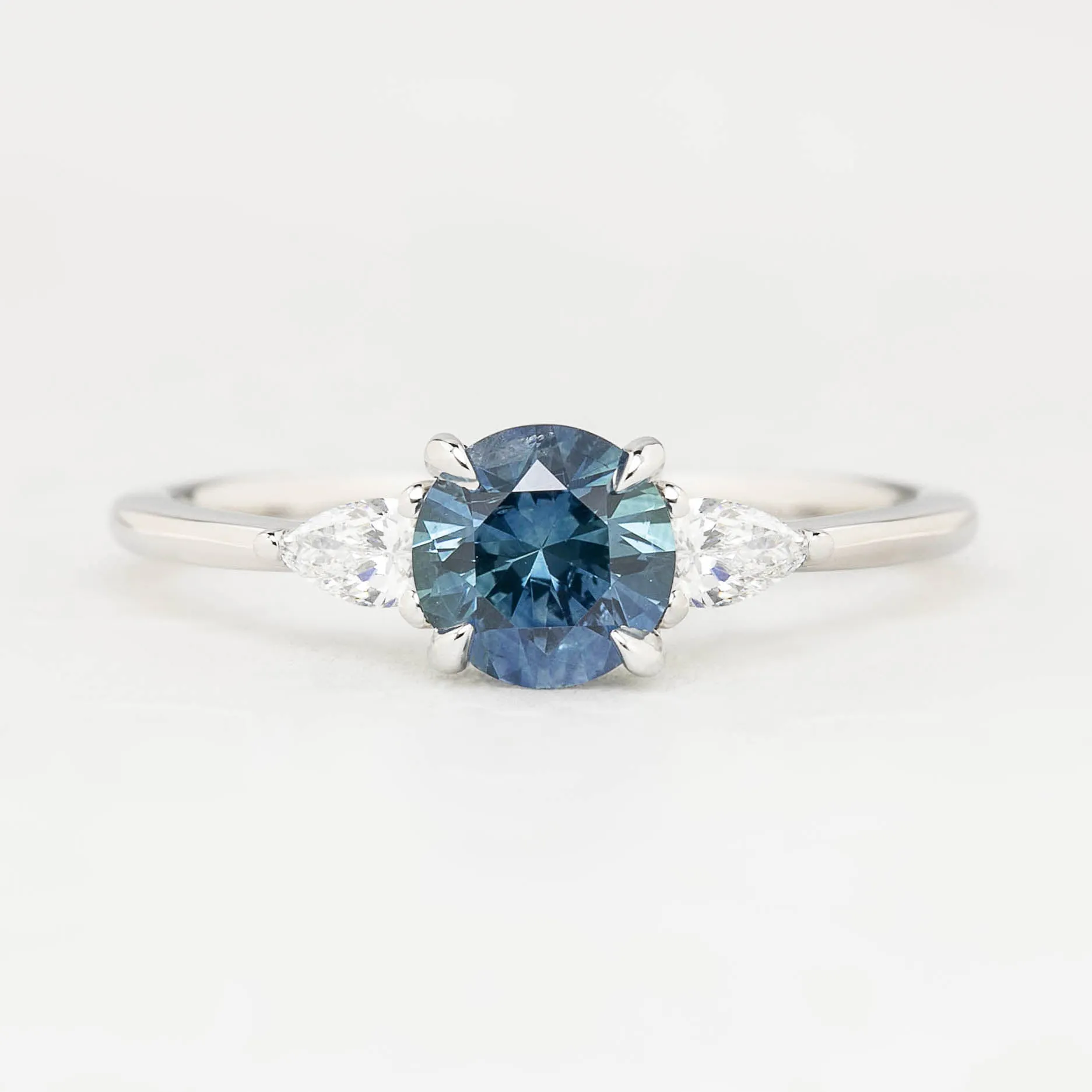 Olivia Ring - 1ct Blue Montana Sapphire, 14k White Gold (One of a kind)