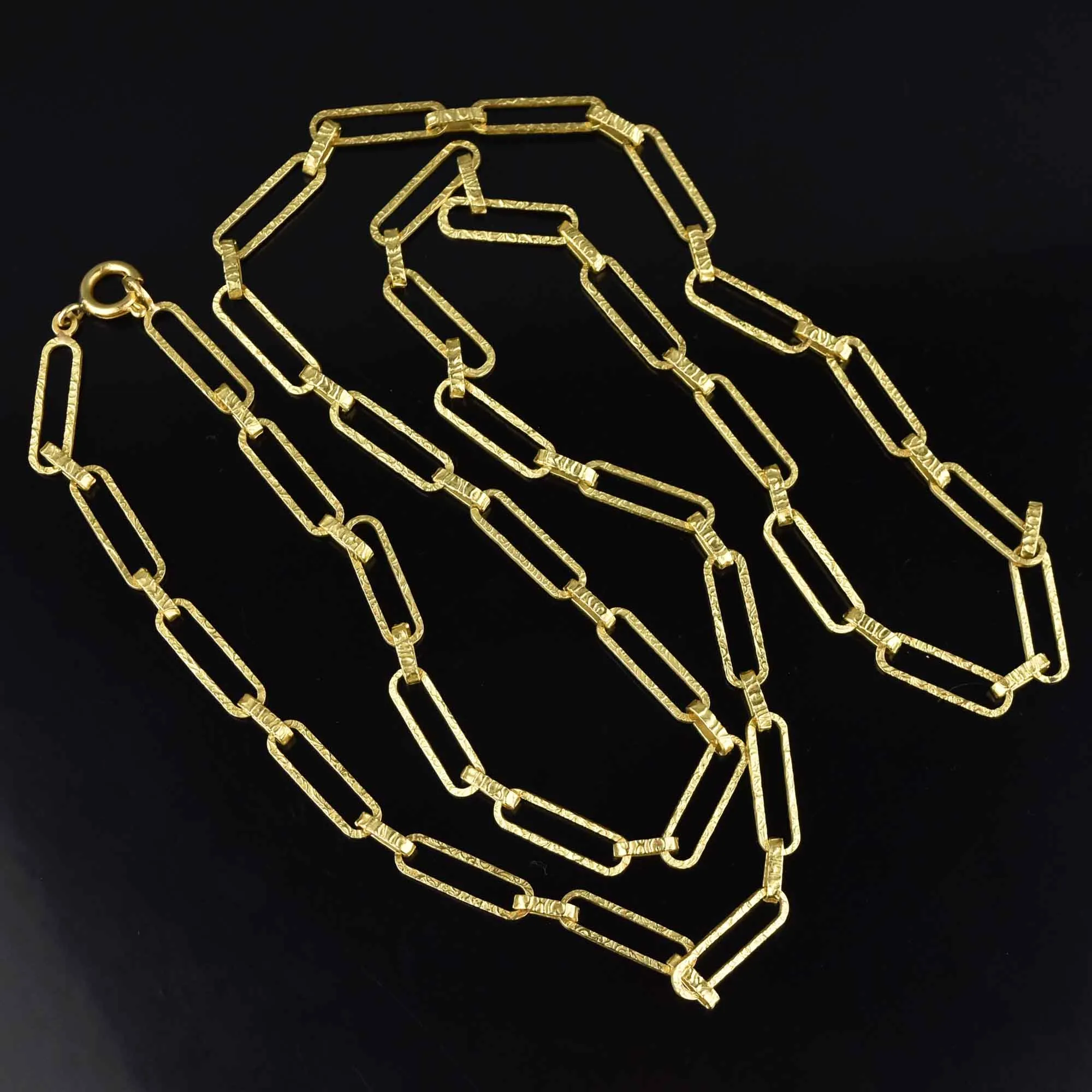 ON HOLD Solid 18K Gold Textured Paper Clip Chain Necklace