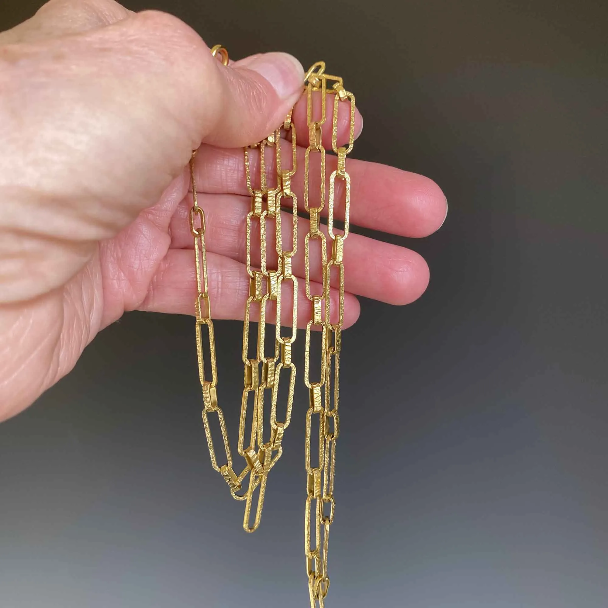 ON HOLD Solid 18K Gold Textured Paper Clip Chain Necklace