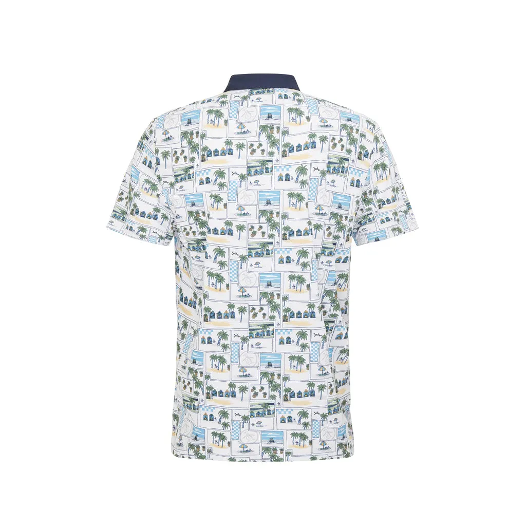 ORIGINAL PENGUIN BEACH CLUB PRINT POLO BRIGHT WHITE