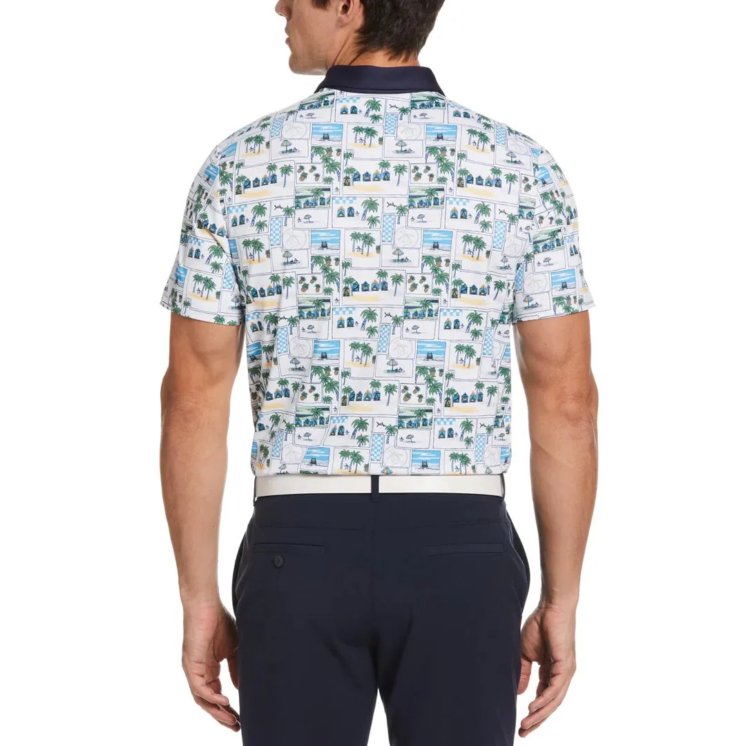 ORIGINAL PENGUIN BEACH CLUB PRINT POLO BRIGHT WHITE