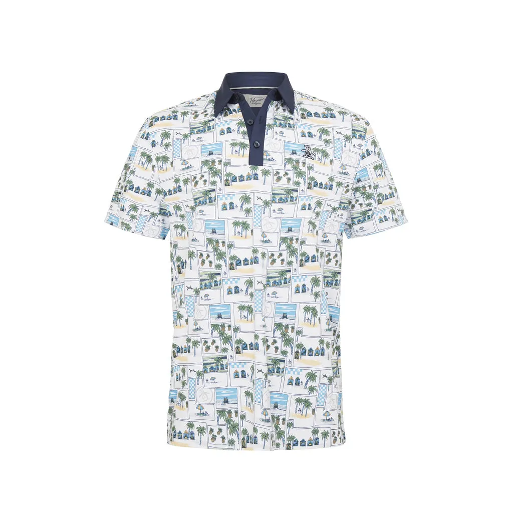 ORIGINAL PENGUIN BEACH CLUB PRINT POLO BRIGHT WHITE