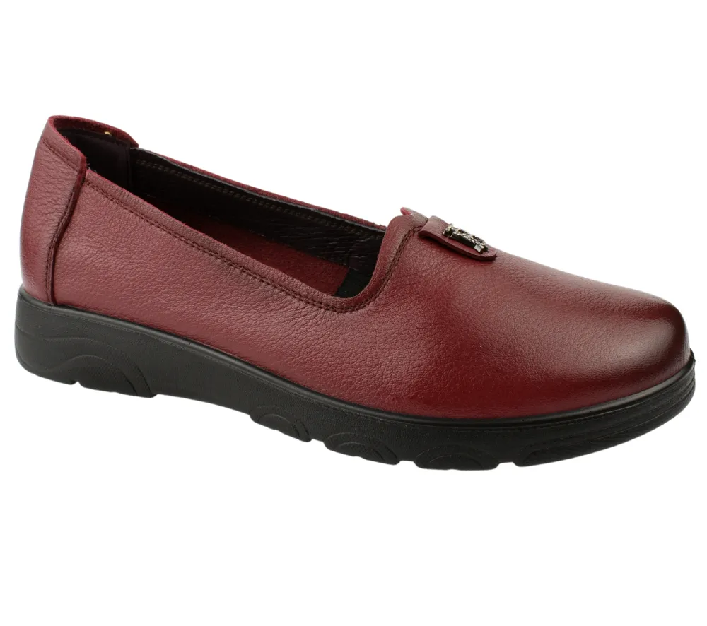 Pantofi casual, dama, FORMAZIONE, 2351-23 bordo, piele naturala