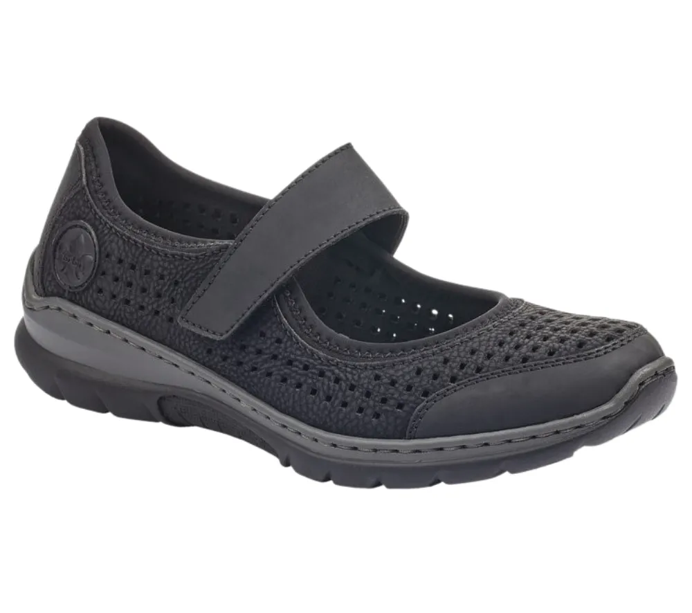 Pantofi casual, dama, RIEKER MemoSoft, L32B5-00 negru, piele ecologica