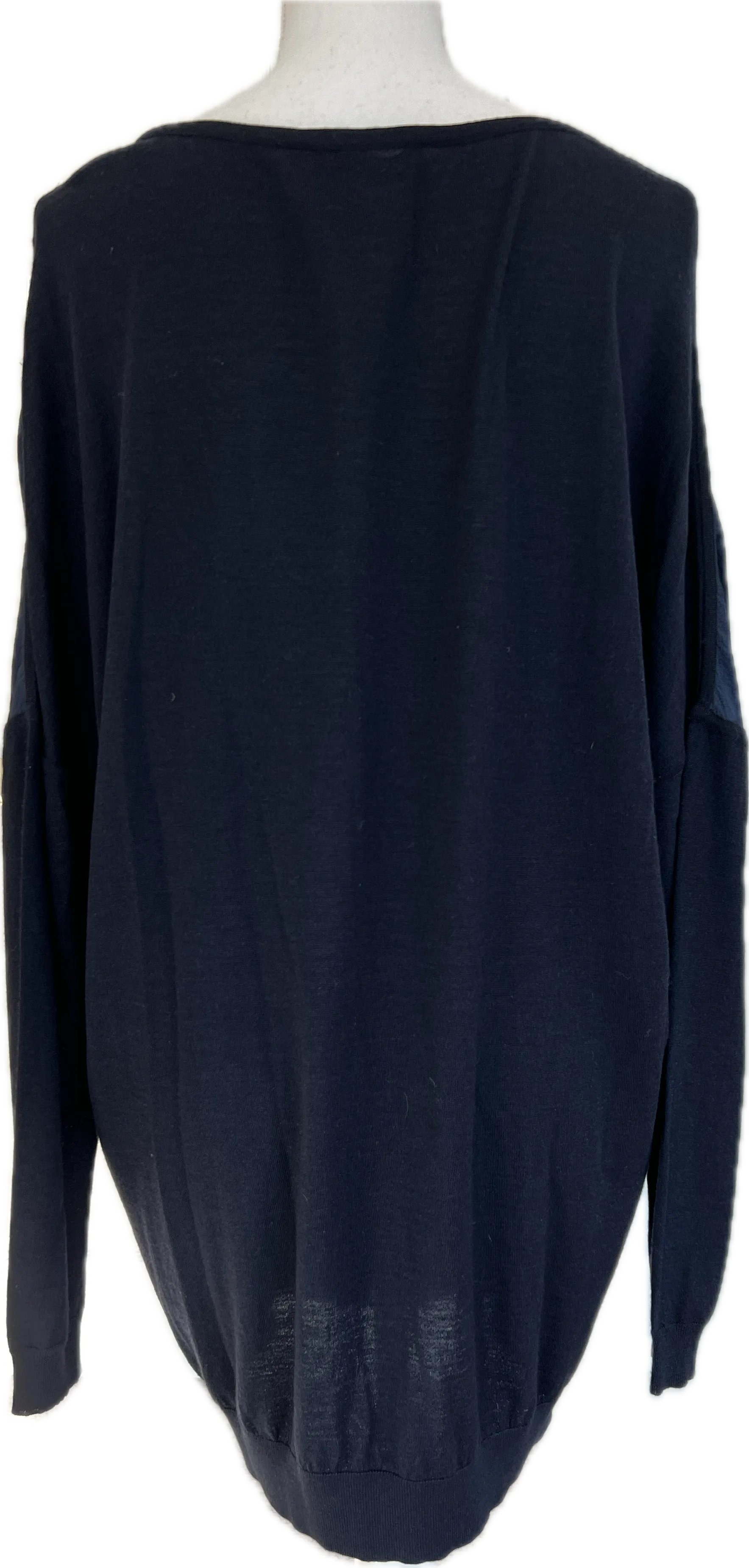 Piazza Sempione Navy Wool and Silk Top, L/XL