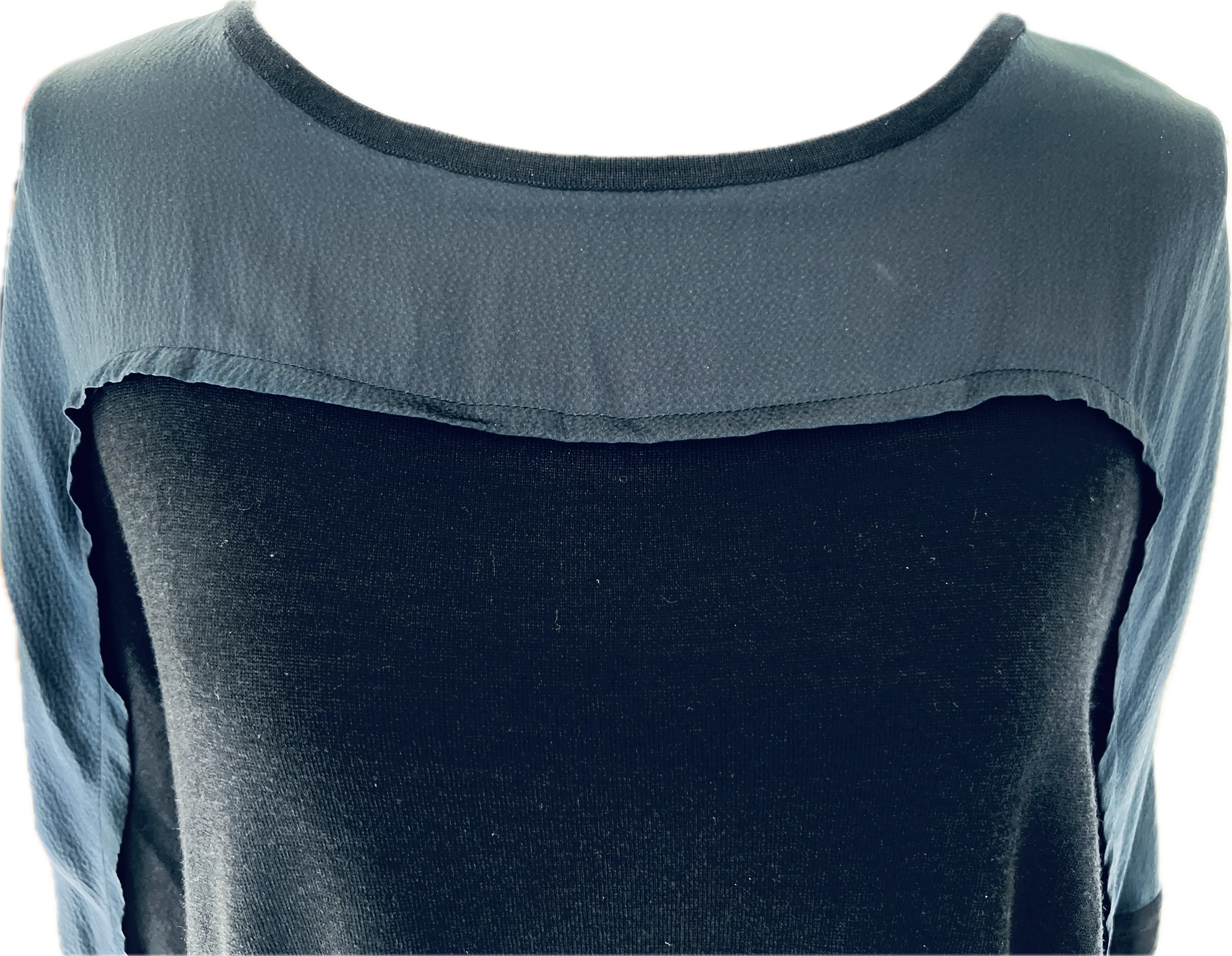 Piazza Sempione Navy Wool and Silk Top, L/XL