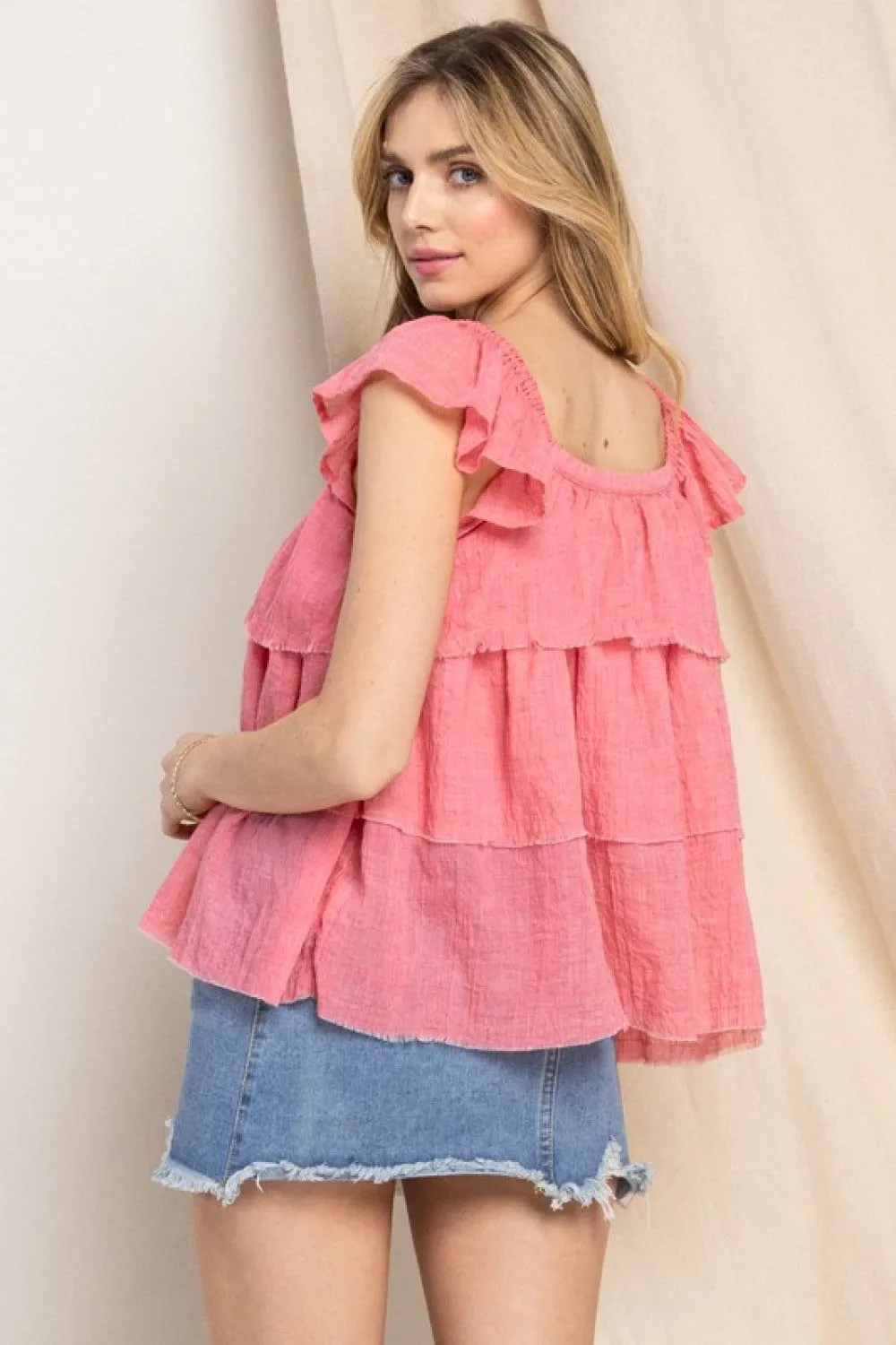 Pink Ruffled Top