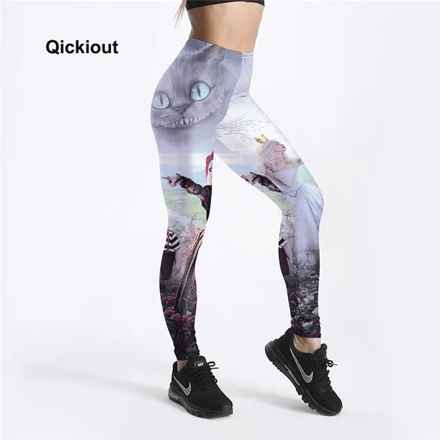 Qickitout Leggings Women's workout leggings Princess beauty and beast queen Black skull Pants PUSh Up fitness clothing Big Size