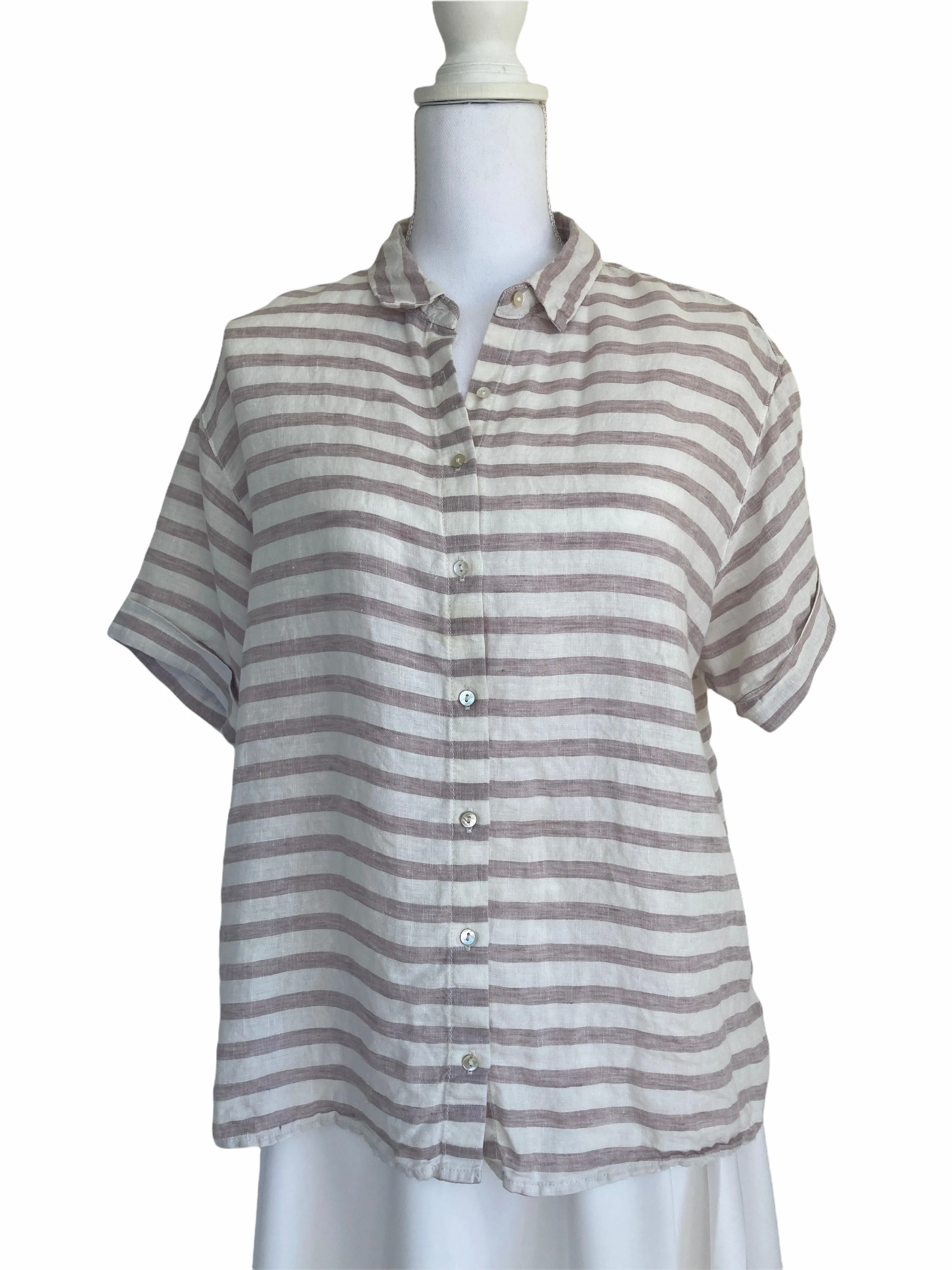 Rachel Zoe Striped Linen Shirt, M