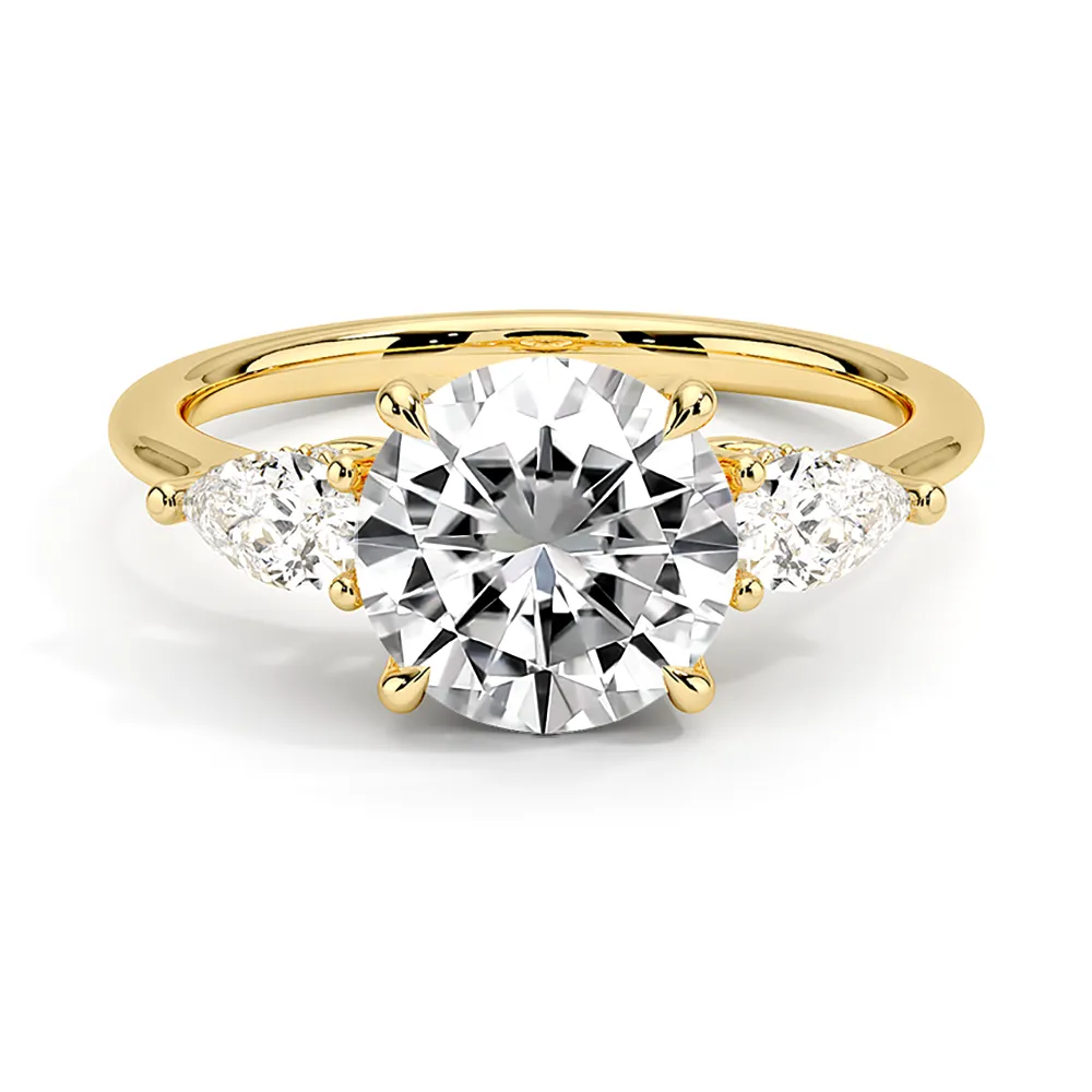 Round Cut Three Stone Engagement Ring