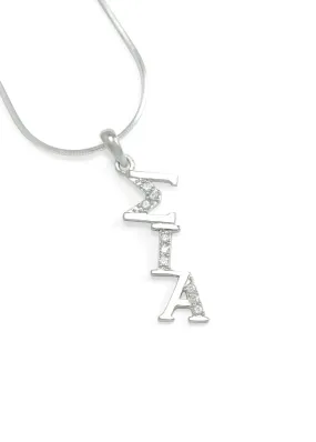 Sigma Iota Alpha Sterling Silver Diagonal Lavaliere with CZs