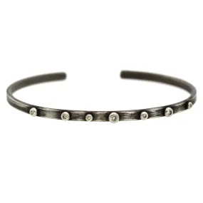 Silver Studded Diamond Cuff Bracelet