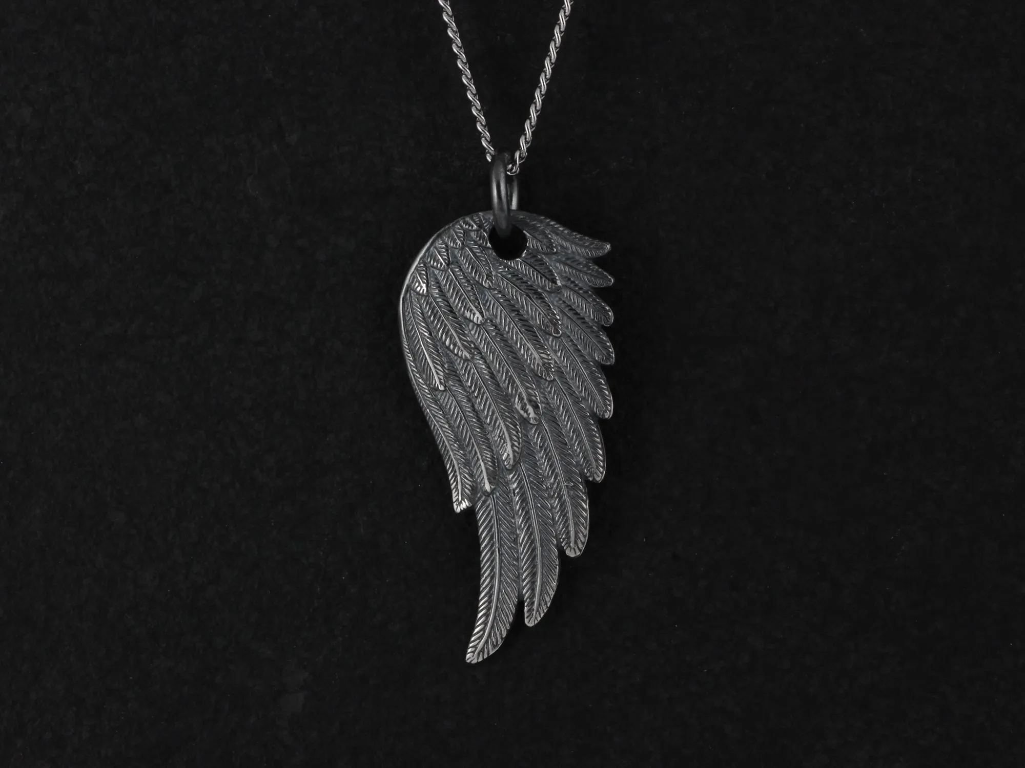 Sterling Silver Raven Wing Necklace