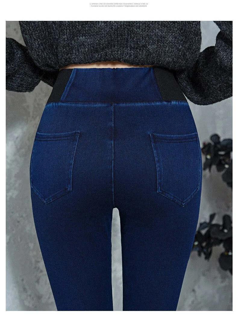 Stretch Jeans High Waist Women Clothing simple Casual Slim Skinny Jeans Denim Trousers