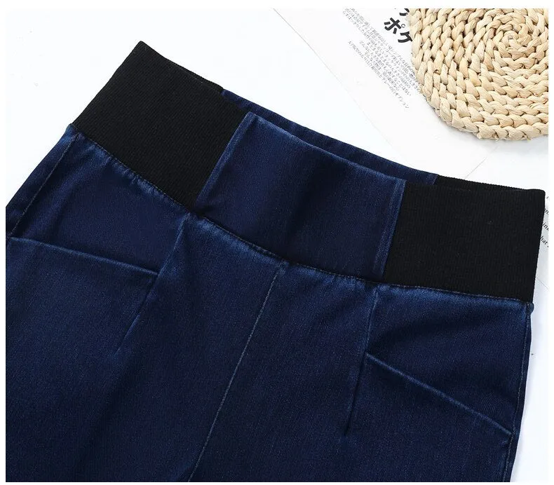 Stretch Jeans High Waist Women Clothing simple Casual Slim Skinny Jeans Denim Trousers