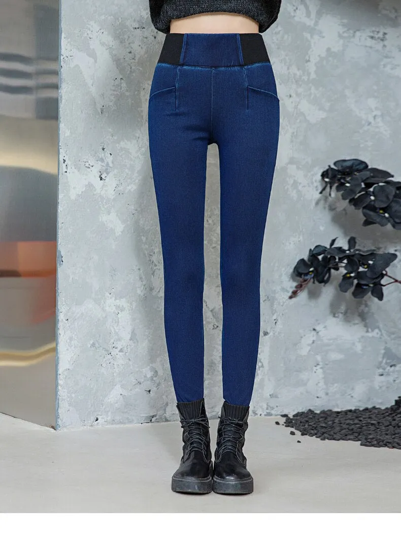 Stretch Jeans High Waist Women Clothing simple Casual Slim Skinny Jeans Denim Trousers