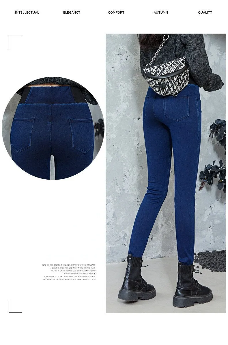 Stretch Jeans High Waist Women Clothing simple Casual Slim Skinny Jeans Denim Trousers