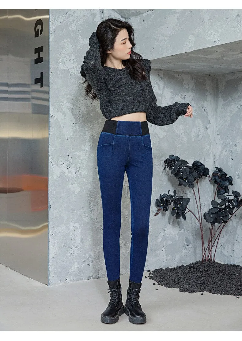 Stretch Jeans High Waist Women Clothing simple Casual Slim Skinny Jeans Denim Trousers